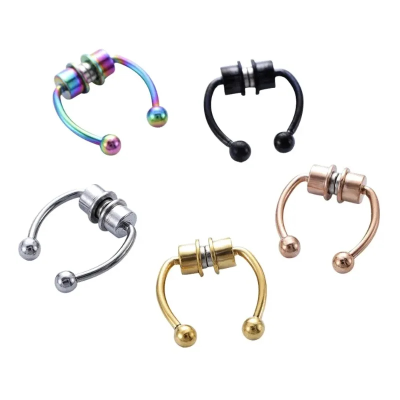 Body Jewelry And Piercing - 1/2/3Pcs Fake Magnetic Nose Rings, Faux
