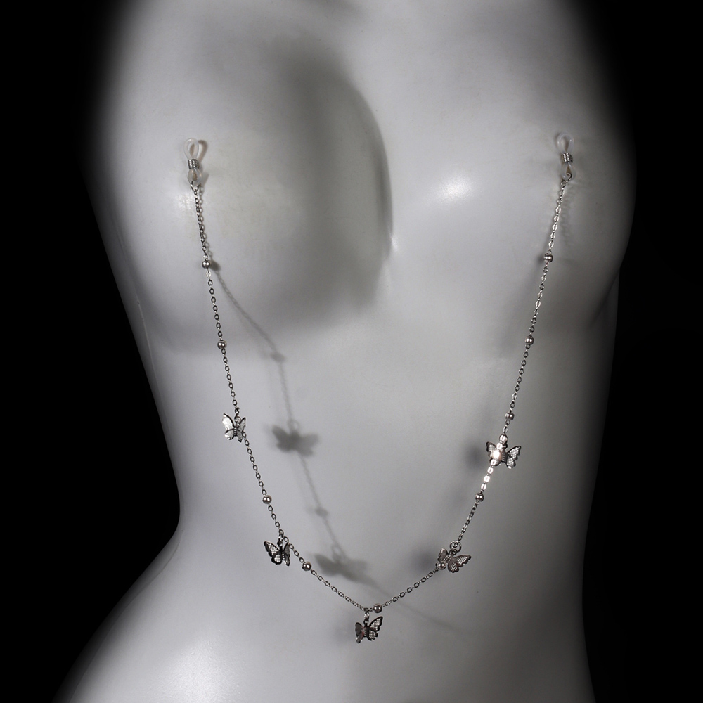 Body Jewelry And Piercing - Sexy Metal Butterfly Nipple Chain Bra