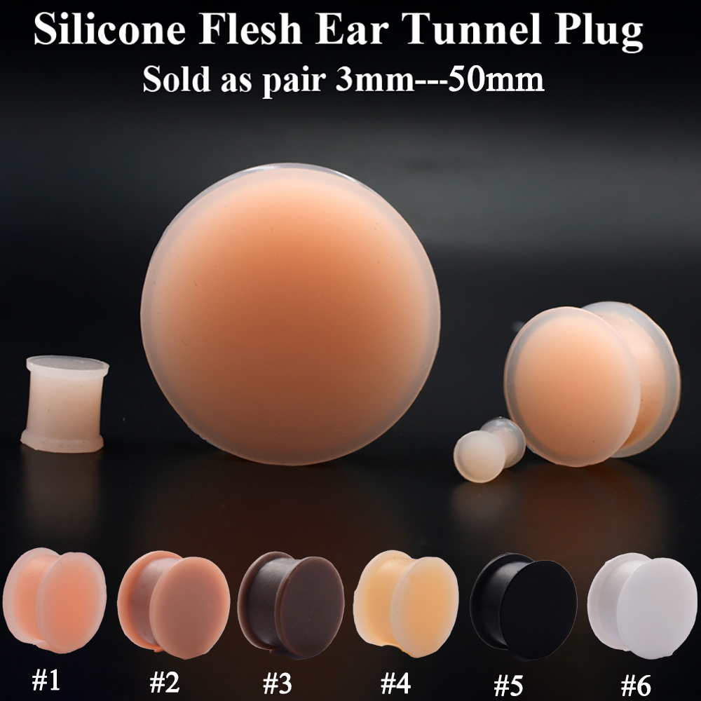 Body Jewelry Gauges - 1 Pair Silicone Flexible Thick Ear