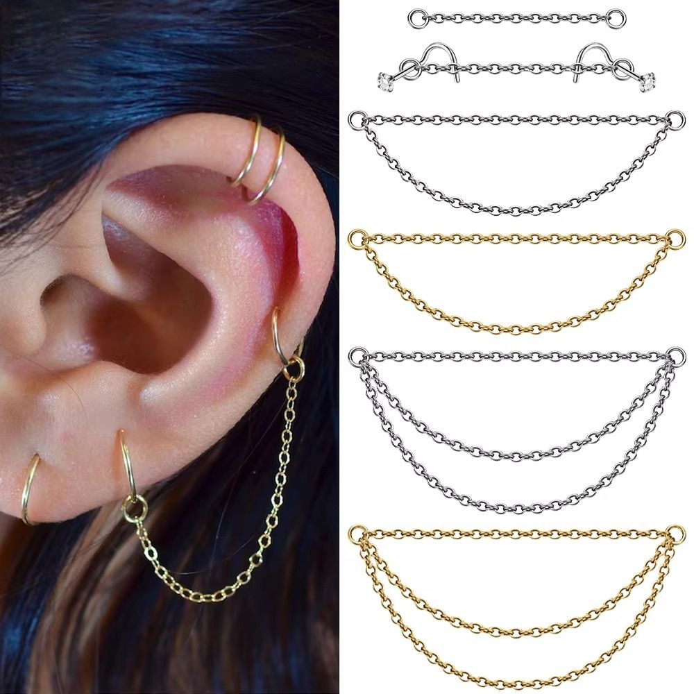 Body Jewelry Titanium - Fashion Titanium Nose Chain Double Chain