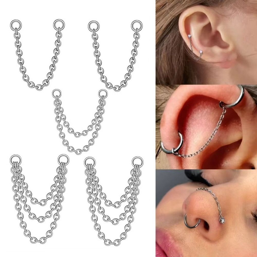 Titanium Nose Chain Three Laye - Body Jewelry Titanium recension och pris
