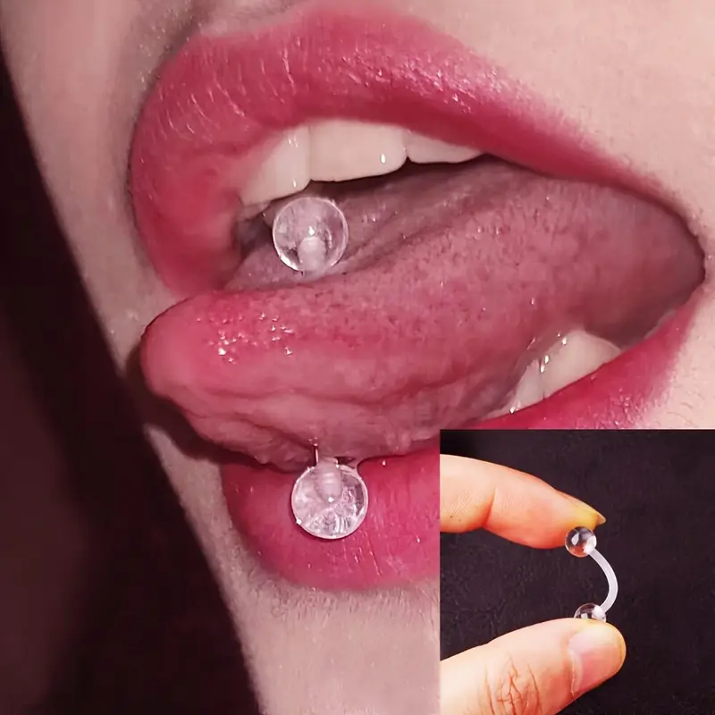3pcs/Lot Soft Transparent Invi - Tongue Barbell Straight recension och pris