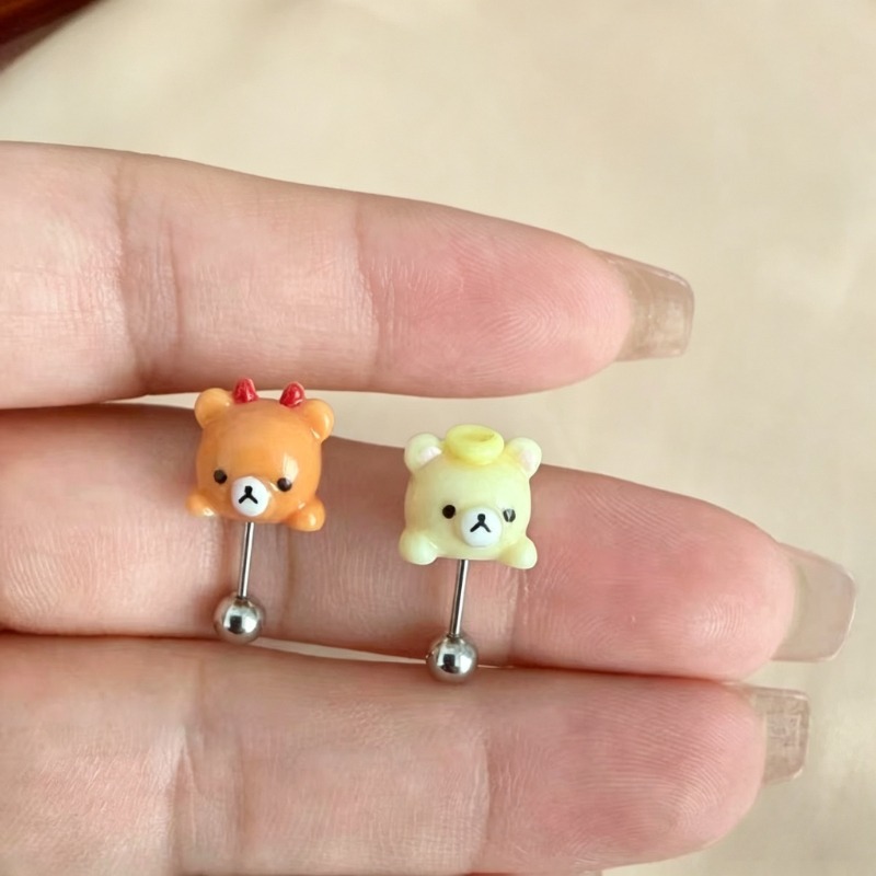 Kawaii Rilakkuma Stud Earrings - Body Jewelry Titanium recension och pris