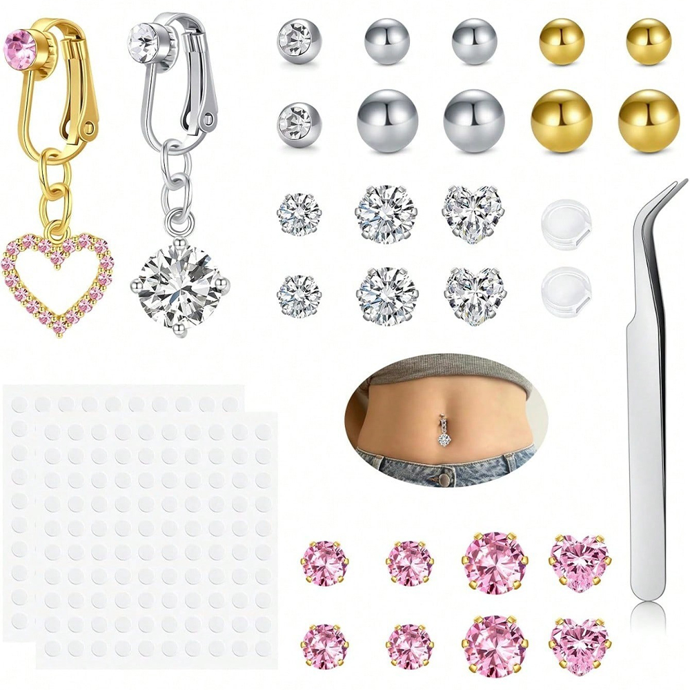 Gold Fake Belly Piercing Cubic - Body Jewelry And Piercing recension och pris