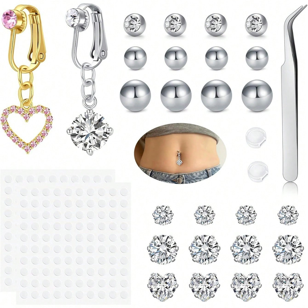 Gold Fake Belly Piercing Cubic - Body Jewelry And Piercing recension och pris