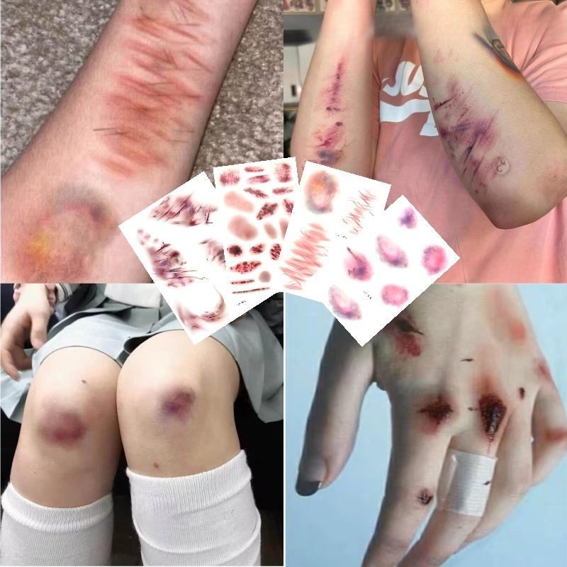4 Sheets Halloween Wound Bruis - Body Jewelry Tattoo recension och pris
