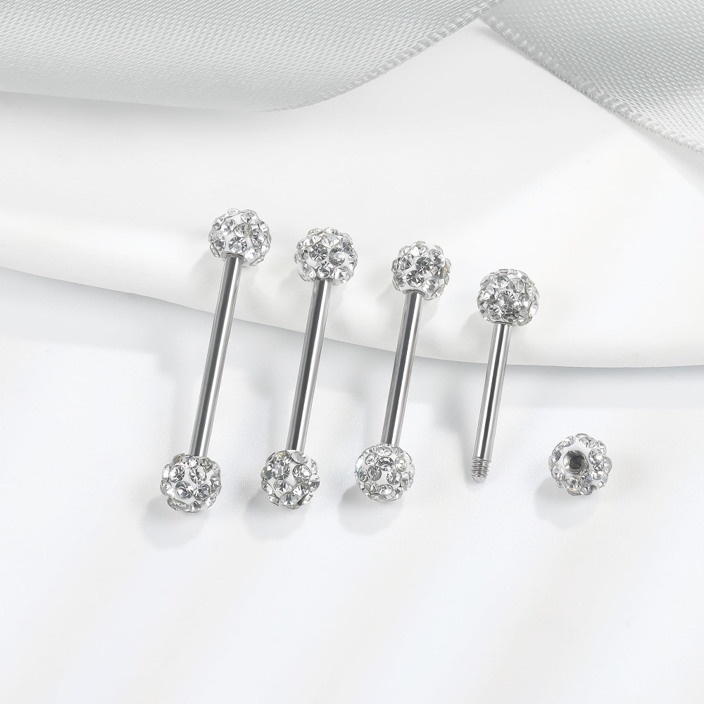 8 Pcs 14G CZ Paved Ball Tongue - Tongue Barbell Straight recension och pris