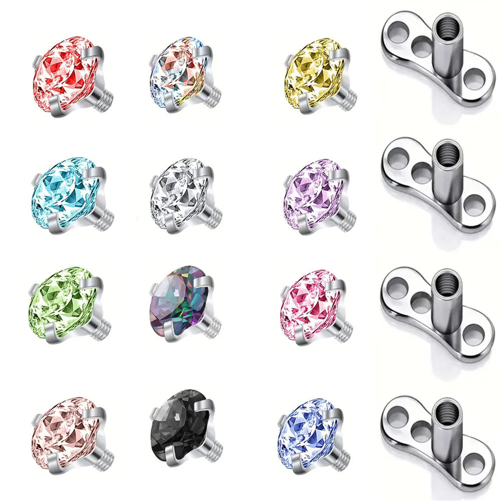 16PCS Crystal Zircon Dermal An - Body Jewelry Dermal recension och pris